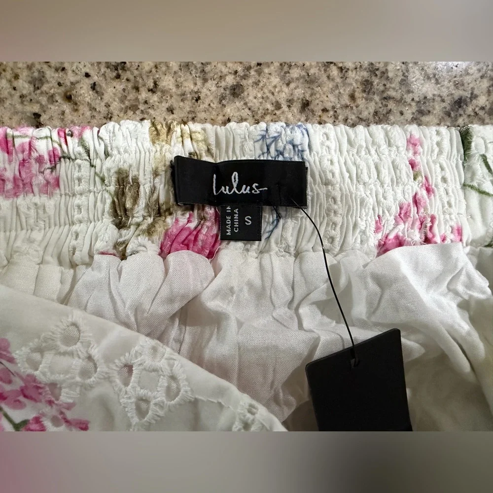 NWT Lulus Sweet At Heart White Floral Embroidered Two-Piece Midi Dress Small - Picture 15 of 16